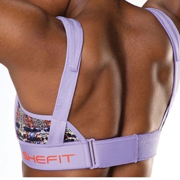 SHEFIT Barbeline London Volition Flex Sport Bra Purple Animal Print Size XS - Picture 6 of 8